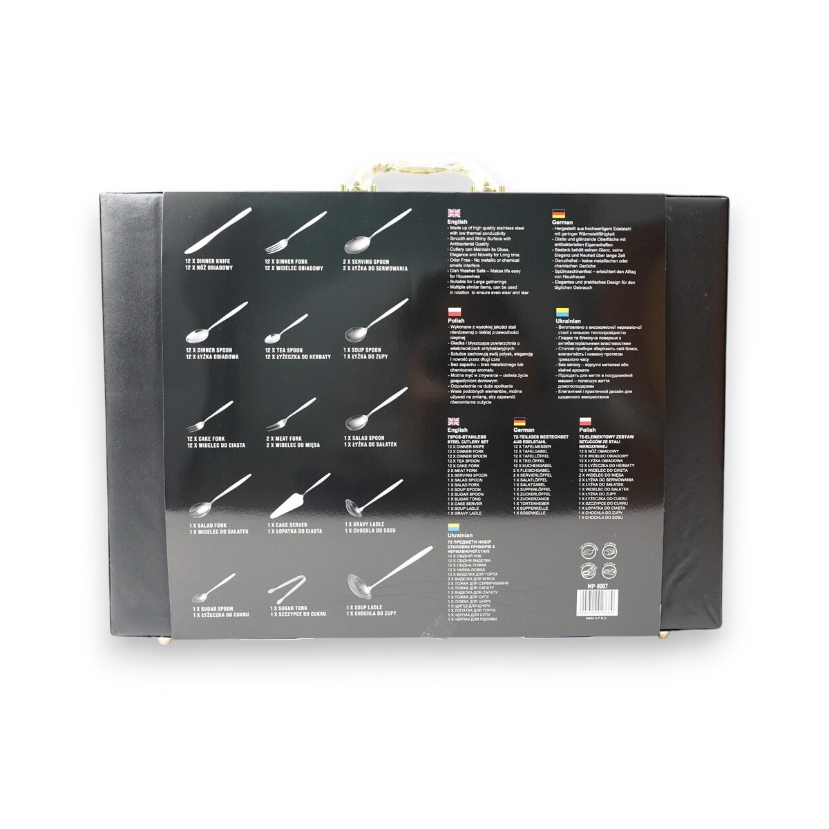 Zestaw sztućców w walizce 72 ELE na 12 osób sztućce komplet MASTERPAN MP-8007