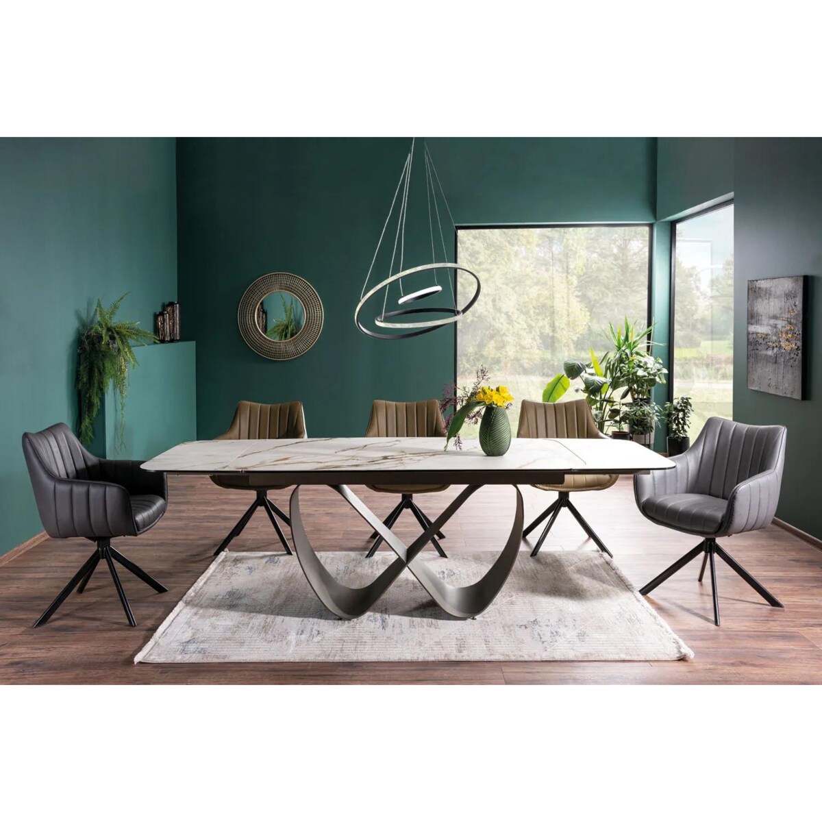 Stół rozkładany INFINITY CERAMIC 160(240)x95 biały/brązowy