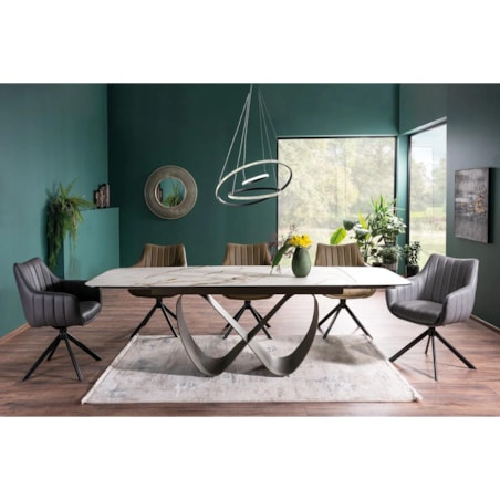 Stół rozkładany INFINITY CERAMIC 160(240)x95 biały/brązowy