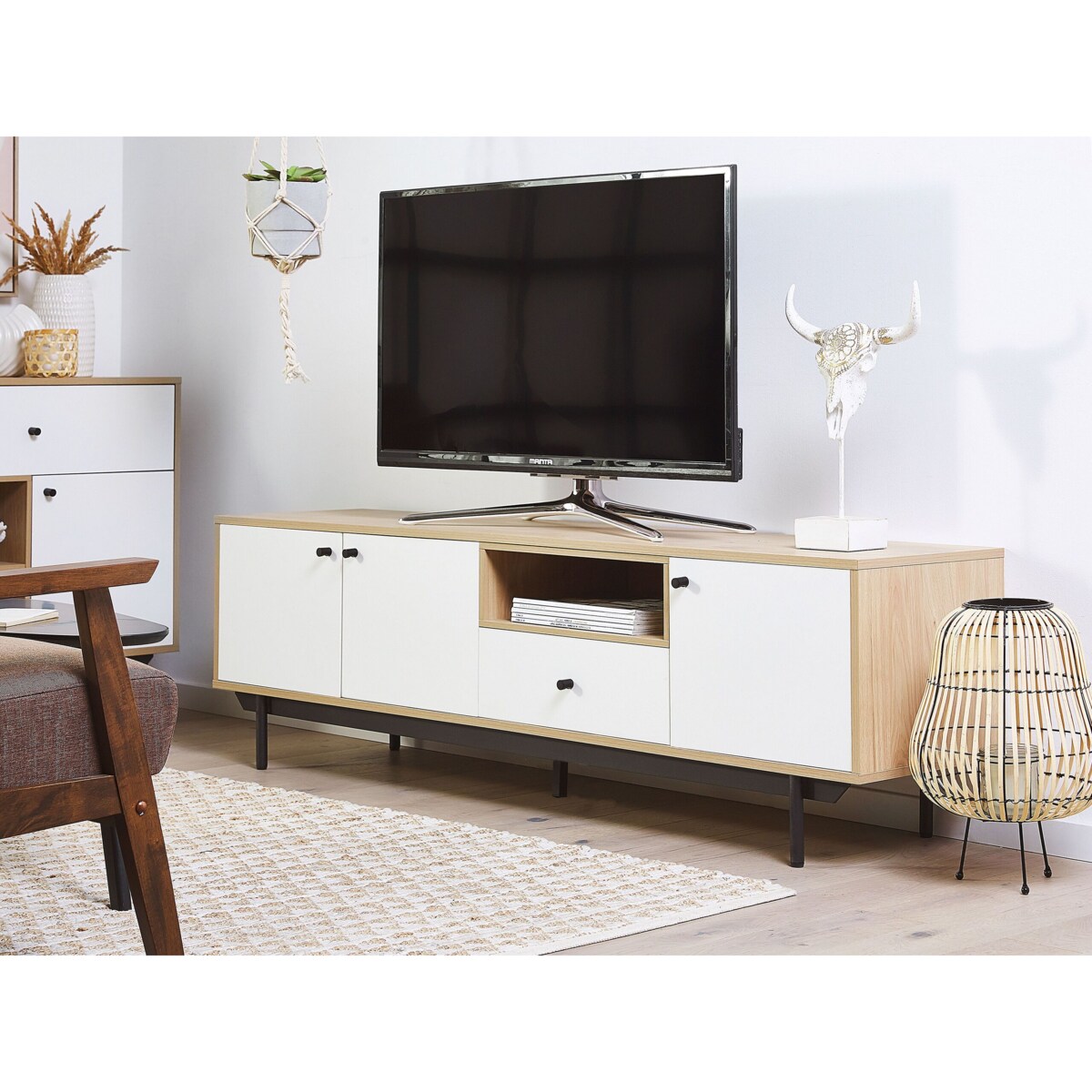 Szafka RTV jasne drewno z białym ITACA