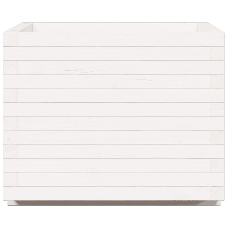 vidaXL Donica ogrodowa, biała, 60x60x49,5 cm, lite drewno sosnowe