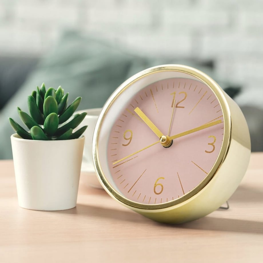 Zegar Alarm Stojący Elegancki Błyszczący Glamour Złoty Sypialni Dekoracja