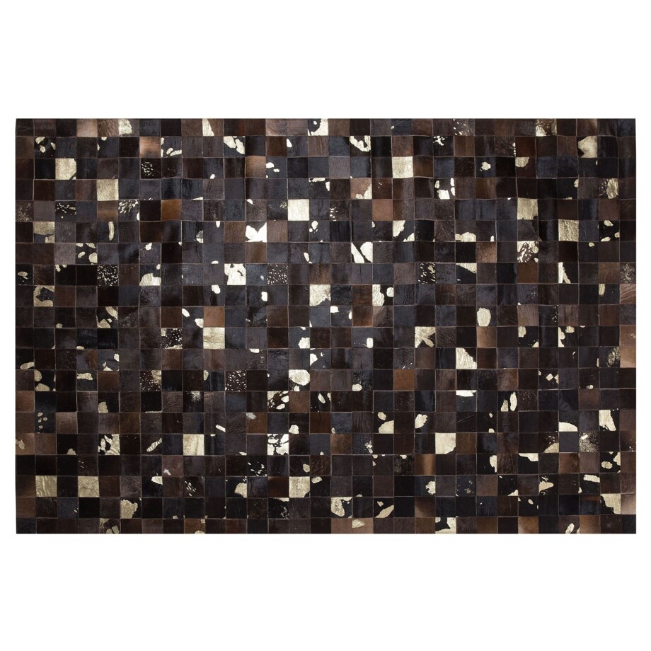 Dywan patchwork skórzany 140 x 200 cm brązowy BANDIRMA