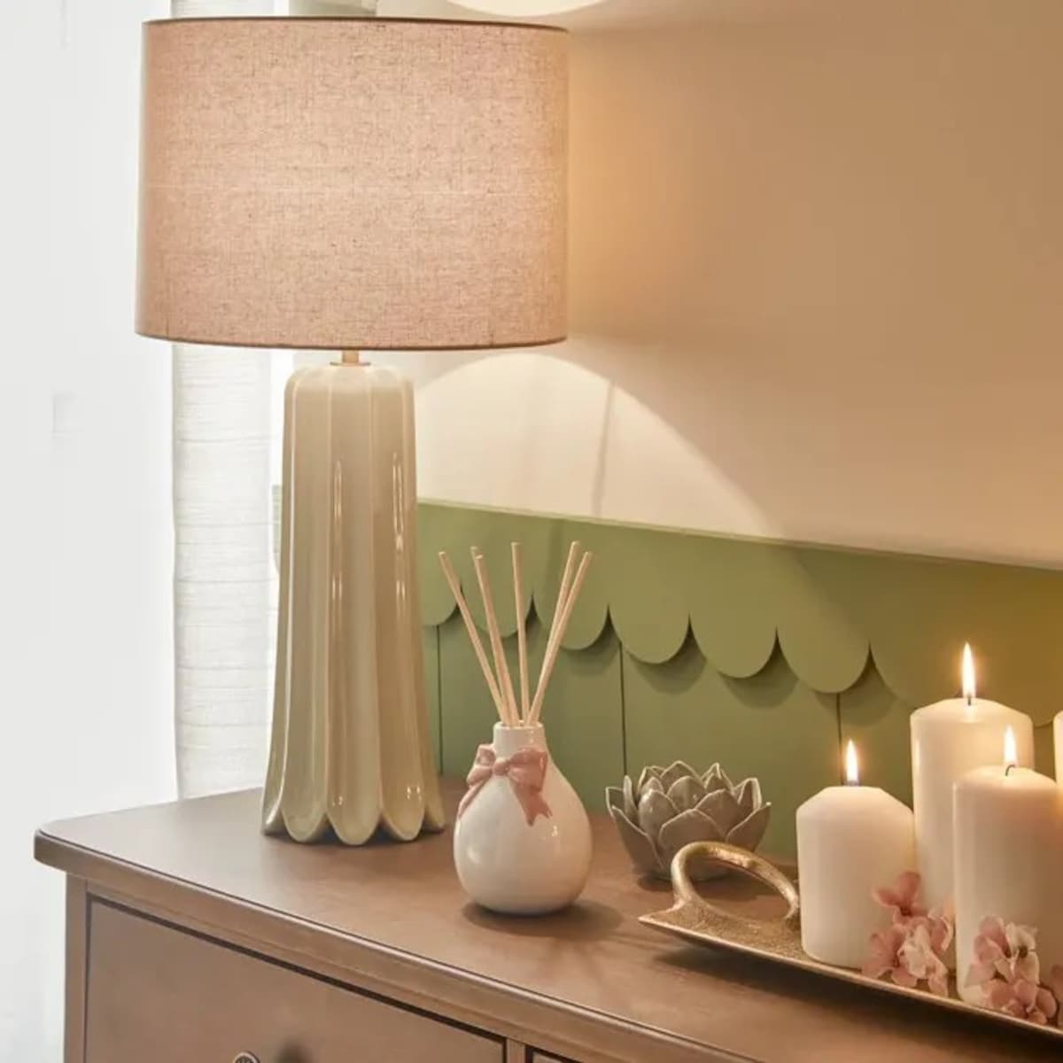 Lampa stołowa ceramiczna, miętowa, Vinny, 55 cm