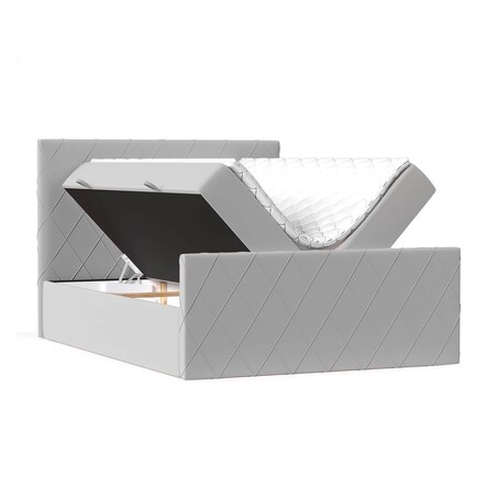 Łóżko kontynentalne PLATINE 180x200 z pojemnikiem, Szary, tkanina Magic Velvet 2240