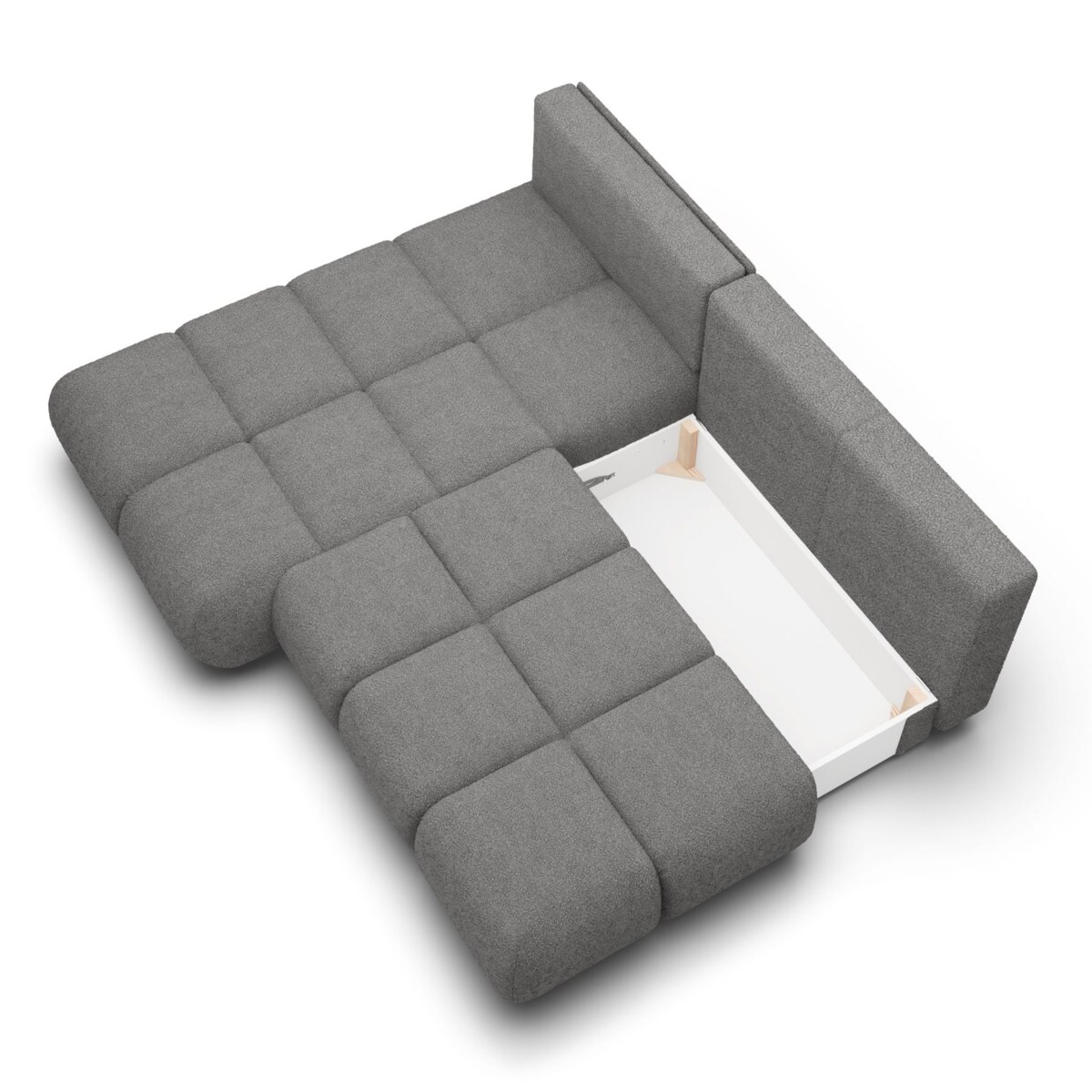 Pikowany Narożnik MILA rozkładany bez boczków lewy szary