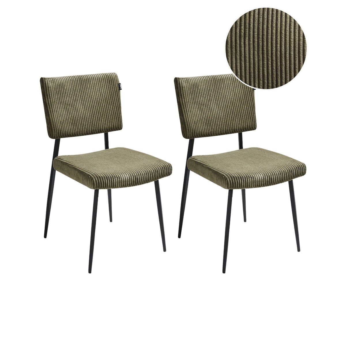 Zestaw 2 krzeseł do jadalni STURGIS Sztruks Oliwkowy