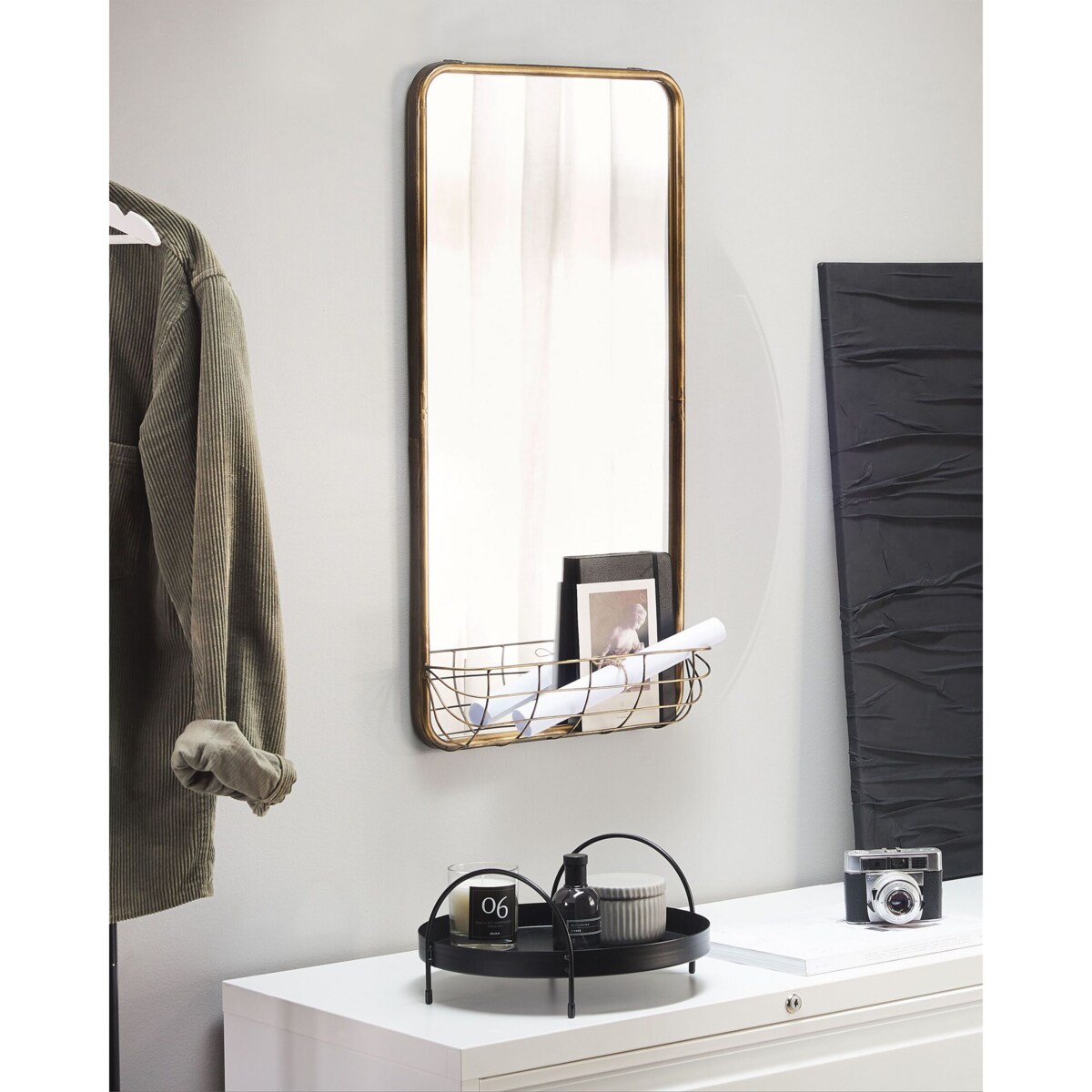 Metalowe lustro ścienne 80 x 40 cm złote MACON