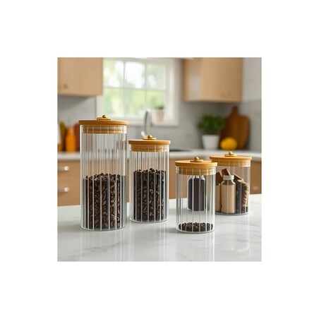 Cukiernica, pojemnik ryflowany z przykrywką bambusowa, rozm. M, 850 ml 1szt SZK168