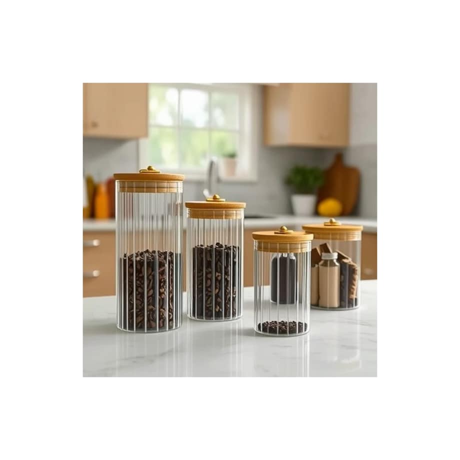 Cukiernica, pojemnik ryflowany z przykrywką bambusowa, rozm. M, 850 ml 1szt SZK168