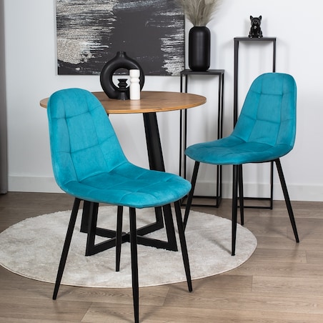 Krzesło tapicerowane welurowe do salonu pikowane nowoczesne turkusowe