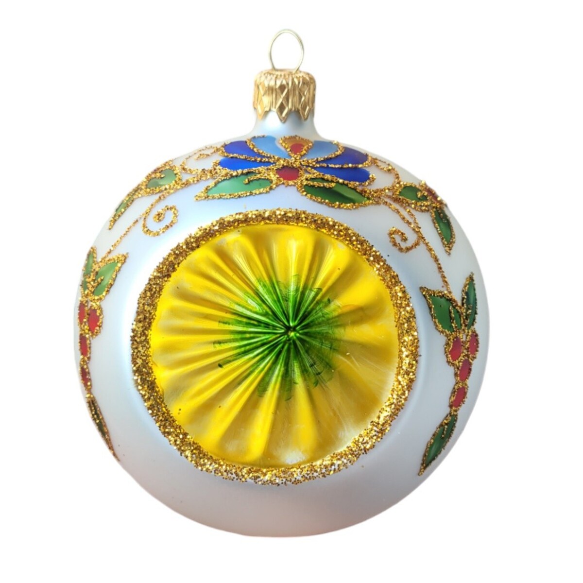 Bombka szklana 4 szt. Ø 10 cm RIFLETTORE biało-złota