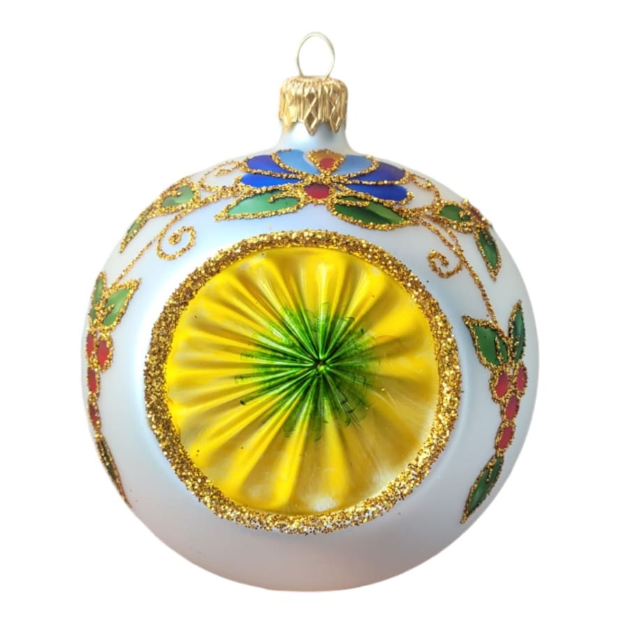 Bombka szklana 4 szt. Ø 10 cm RIFLETTORE biało-złota