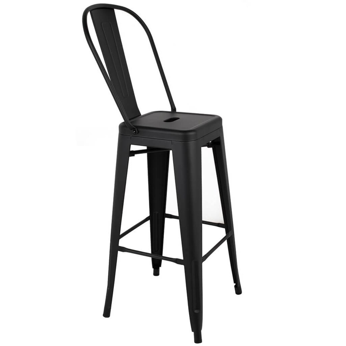 Wysokie krzesełko barowe Tower Big Back z oparciem czarne