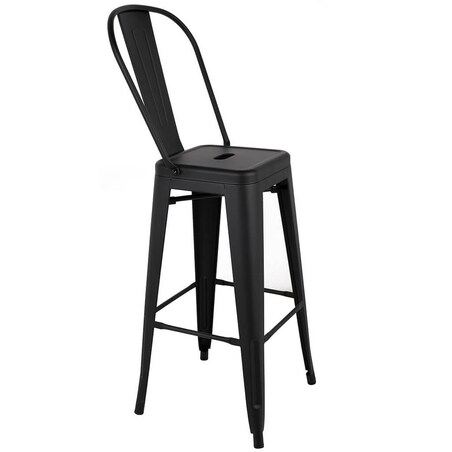 Wysokie krzesełko barowe Tower Big Back z oparciem czarne