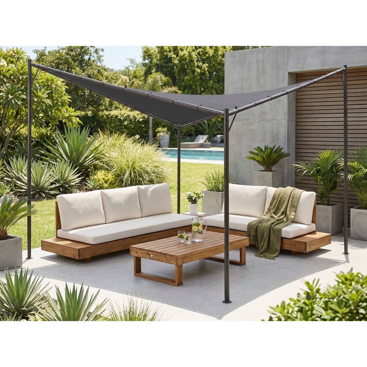 Pawilon ogrodowy AVENTINE Metal 300 cm 300 cm Ciemnoszary