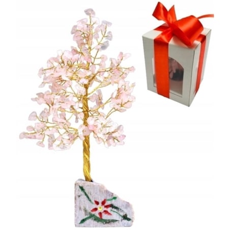 DUŻE Drzewko SZCZĘŚCIA z Kamieniami 320 W PUDEŁKU na prezent pamiątka kwarc