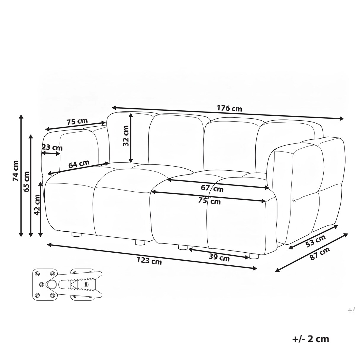 Sofa modułowa dla 2 osób MAKSABERG Beżowy