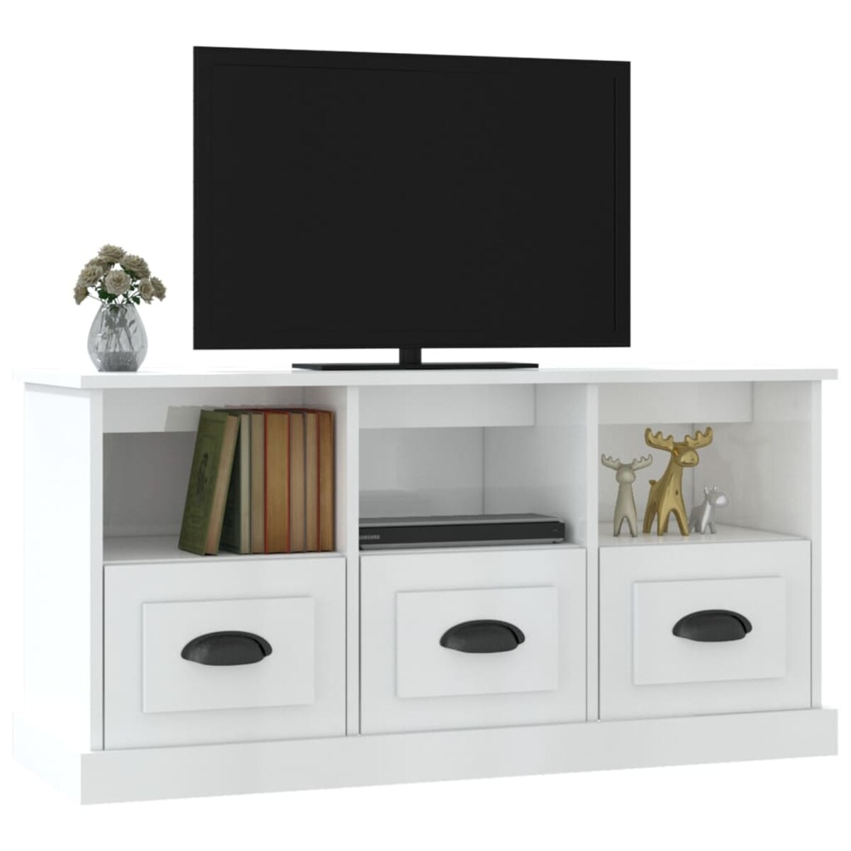 vidaXL Szafka pod TV, wysoki połysk, biała, 100x35x50 cm