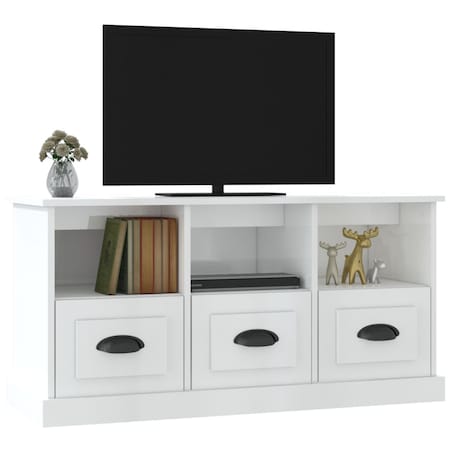 vidaXL Szafka pod TV, wysoki połysk, biała, 100x35x50 cm