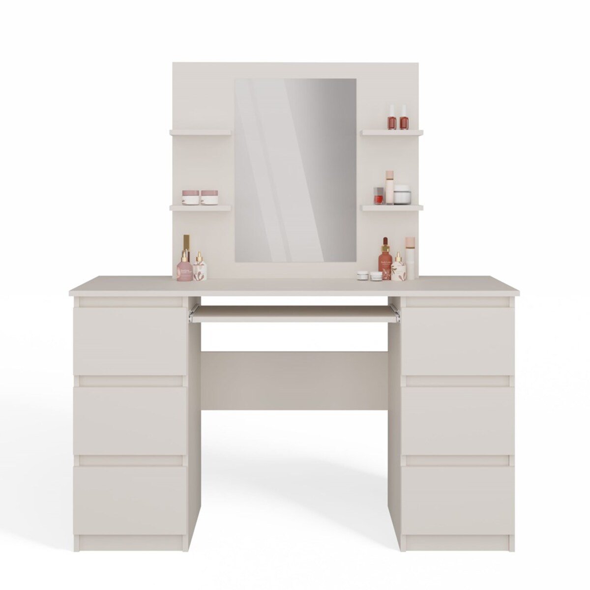 Toaletka Kosmetyczna Z Lustrem Do Makijażu Zestaw MARINA 4P + KUBA Biurko KASZMIR