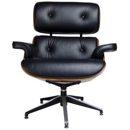 Fotel z podnóżkiem Lounge KH1501100142 Modesto Design czarny orzech, King Home