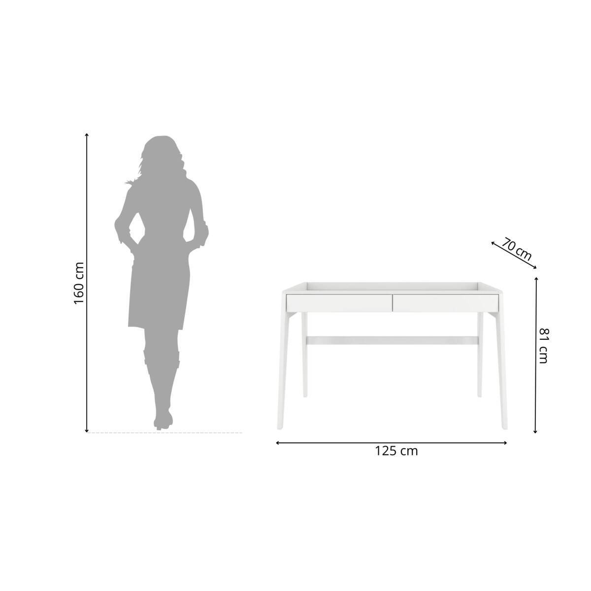 Drewniane bukowe biurko / toaletka z szufladami Visby LISA / kolor biały ral