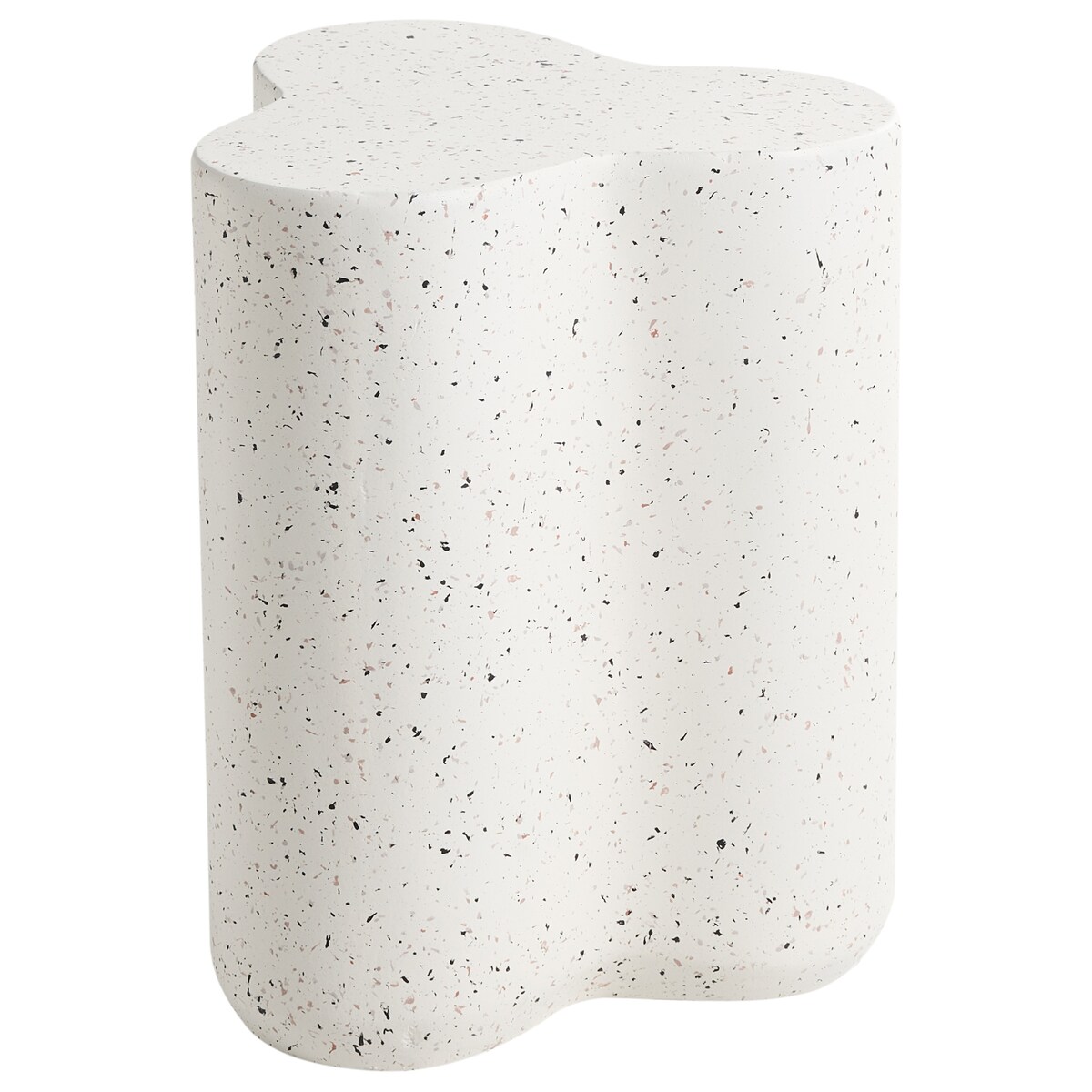 Stolik pomocniczy TELLARO 32 cm 37 cm Efekt lastryko Białe lastryko