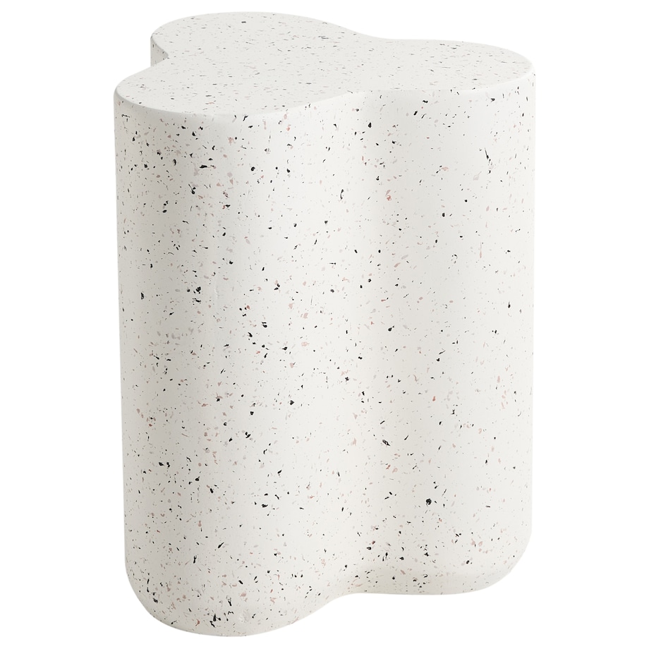 Stolik pomocniczy TELLARO 32 cm 37 cm Efekt lastryko Białe lastryko