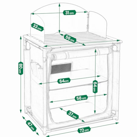 KUCHNIA TURYSTYCZNA SZAFKA stół składany ogrodowy torba KEMPINGOWY stolik