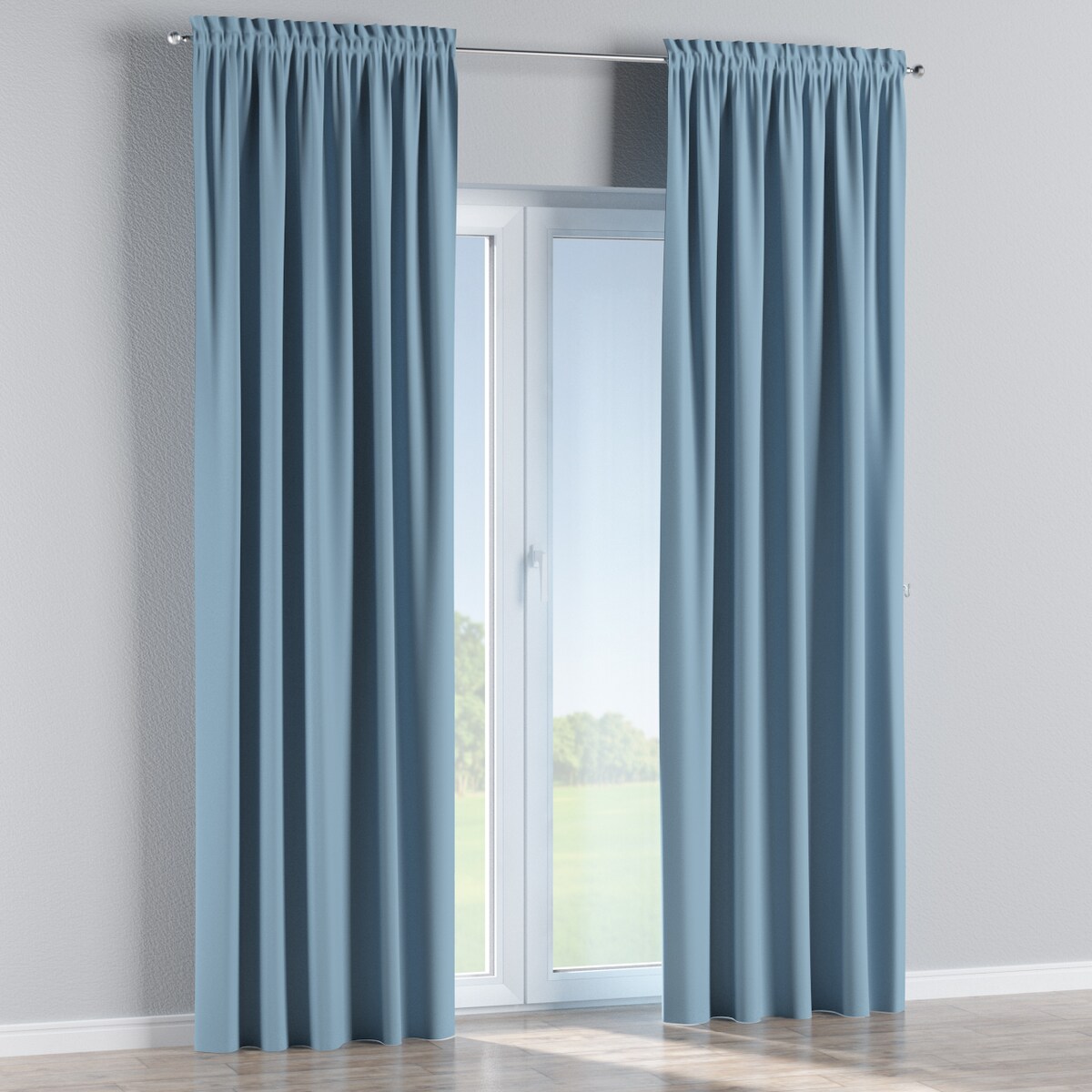 Zasłona na kanale z grzywką 1 szt. 130x260 niebieski