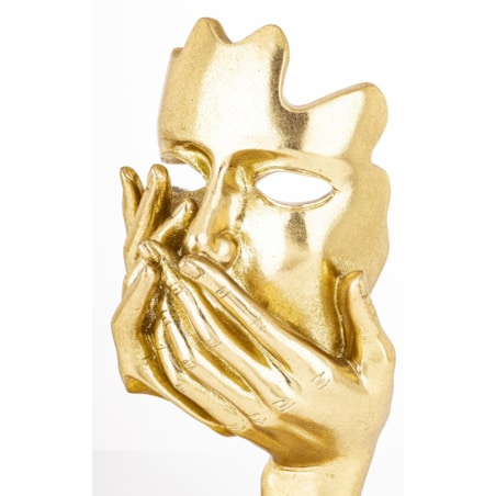 Dekoracja złota maska w kobiecych rękach 30x16x12 SILENZIO