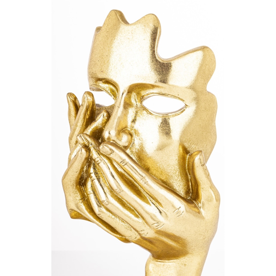 Dekoracja złota maska w kobiecych rękach 30x16x12 SILENZIO