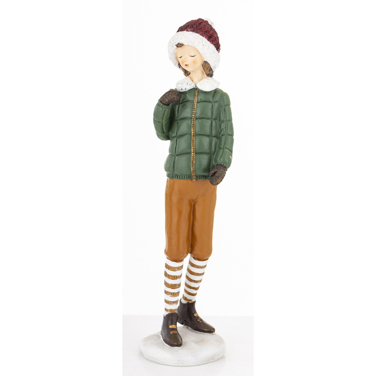 Figurka - Zimowa dziewczynka 26x7x7 cm TOSIA w brązowych spodniach
