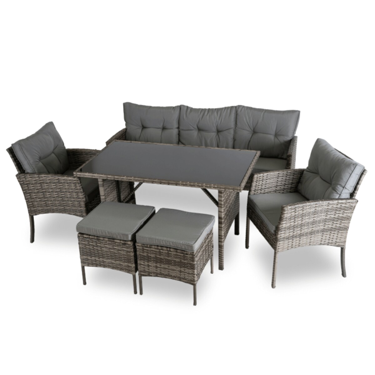 Zestaw Mebli Ogrodowych Technorattan Na Taras Ogród Komplet Szary ATLANTA