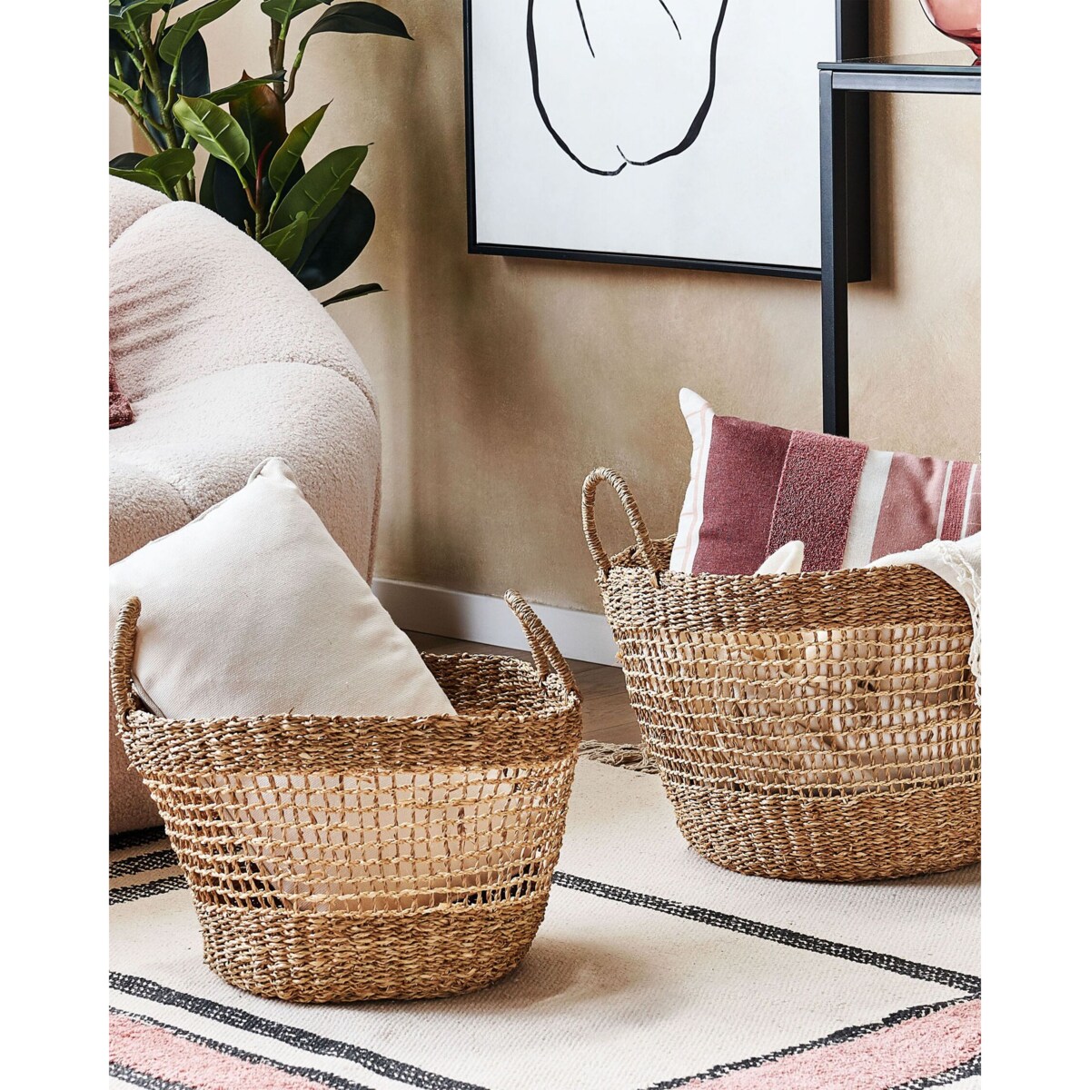 Zestaw 2 koszy z trawy morskiej naturalny AROWANA