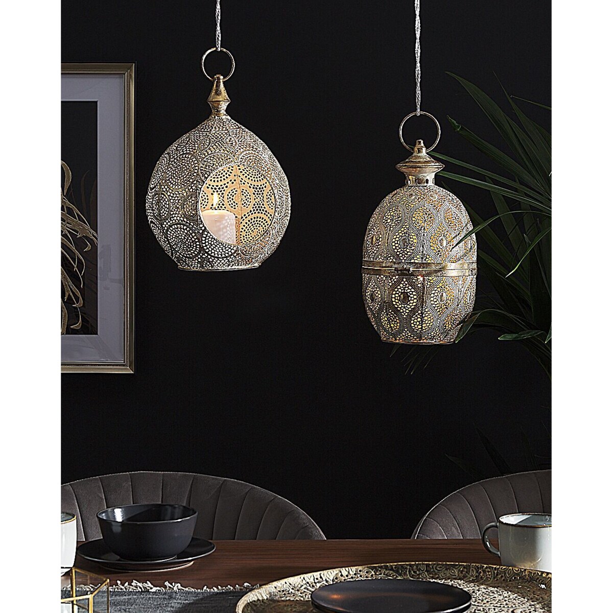 Lampion metalowy 33 cm złoty LAESO