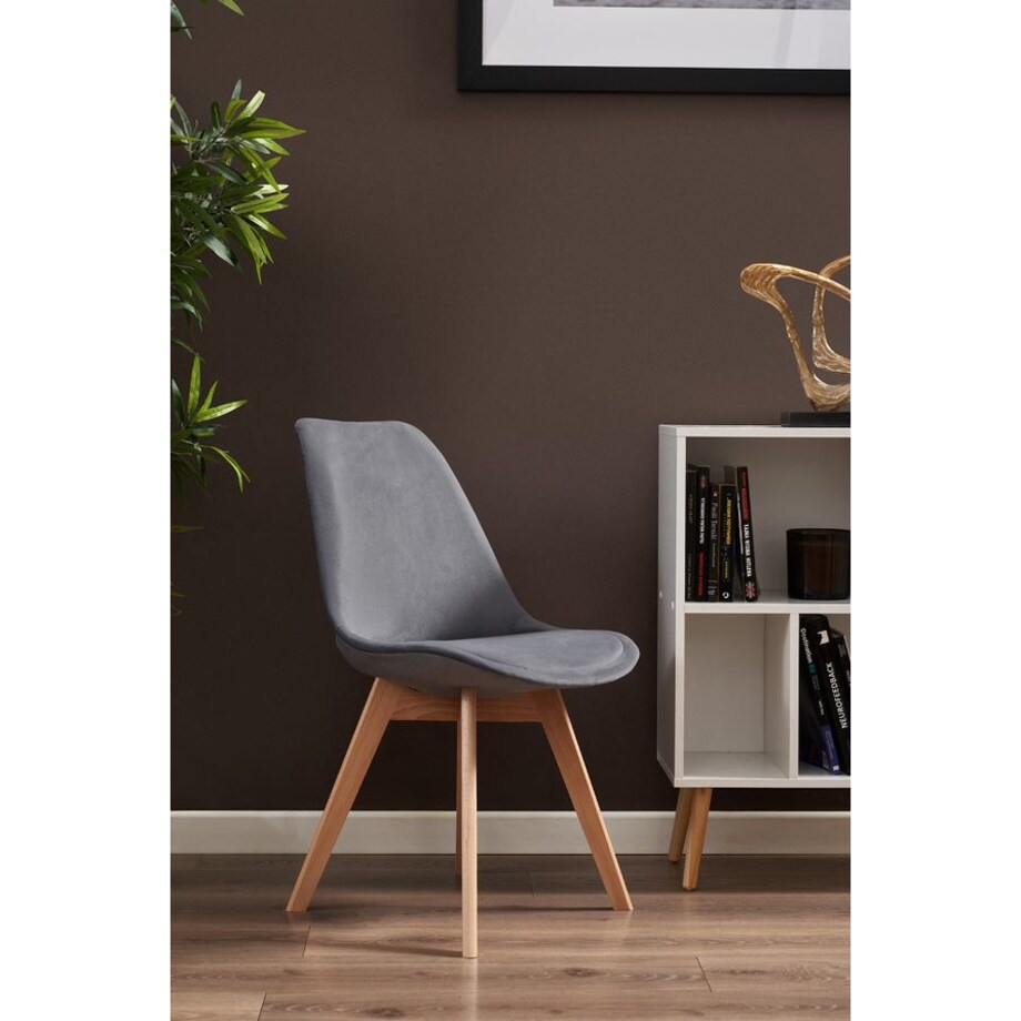 Krzesło tapicerowane welurowe BARI szare