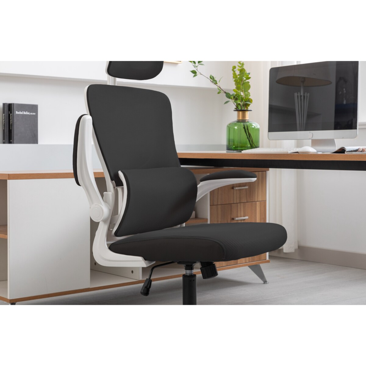 Fotel Krzesło Do Biurka Biura Zeo Czarny Biały