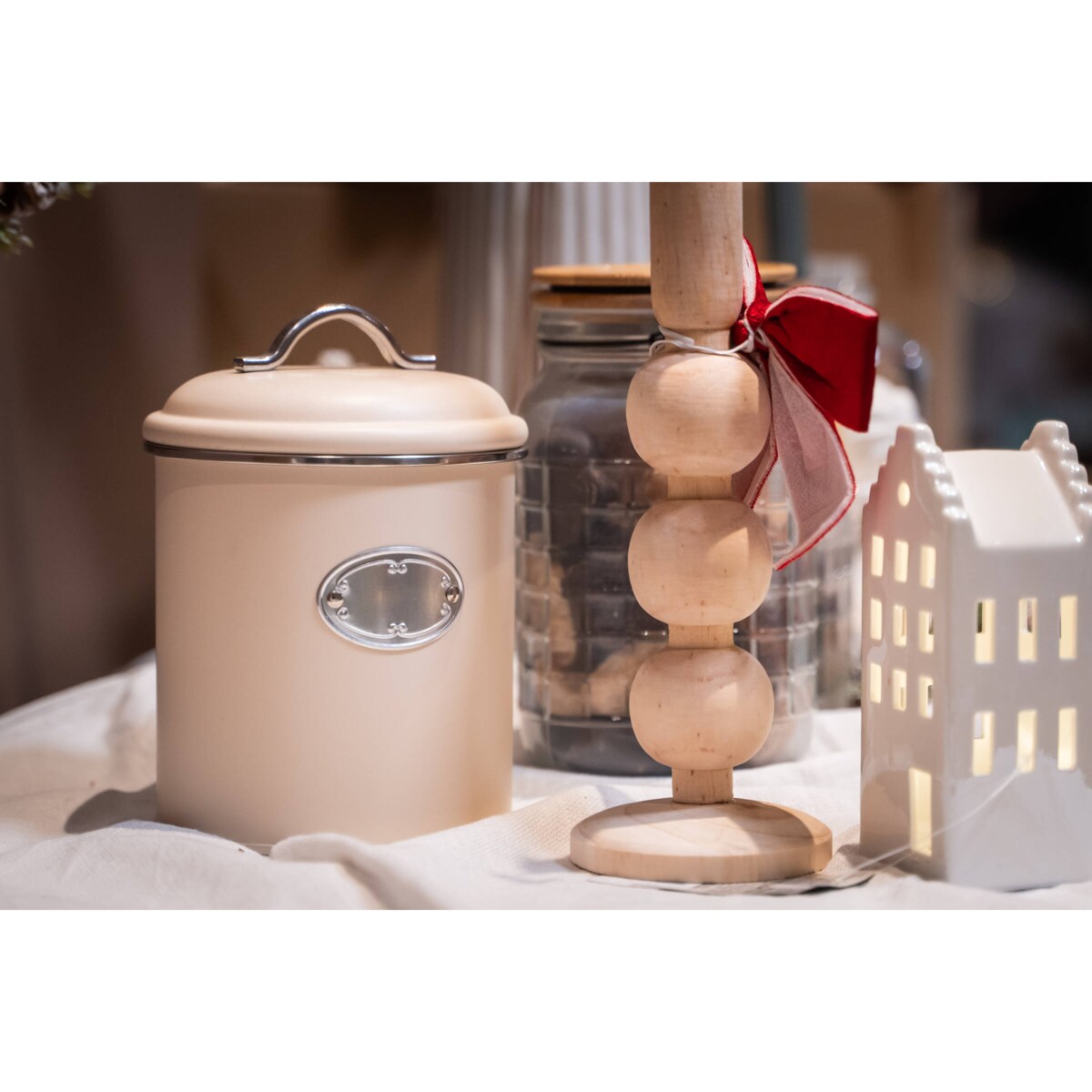 Drewniany świecznik, naturalny, wys. 23 cm