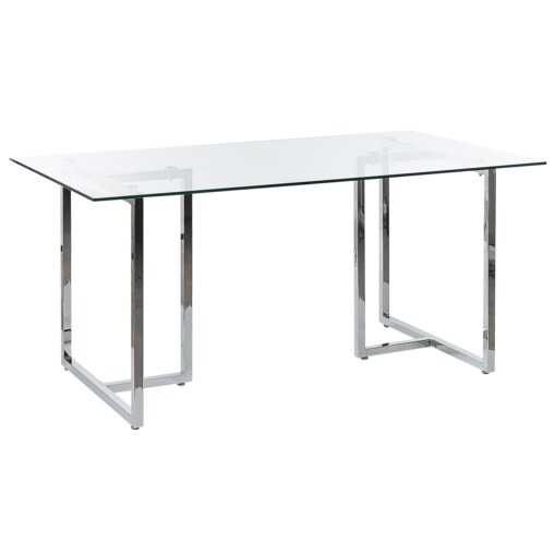 Stół do jadalni szklany 160 x 90 cm srebrny ENVIA