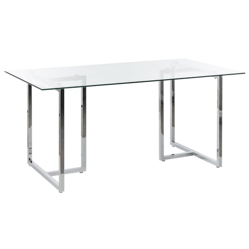 Stół do jadalni szklany 160 x 90 cm srebrny ENVIA