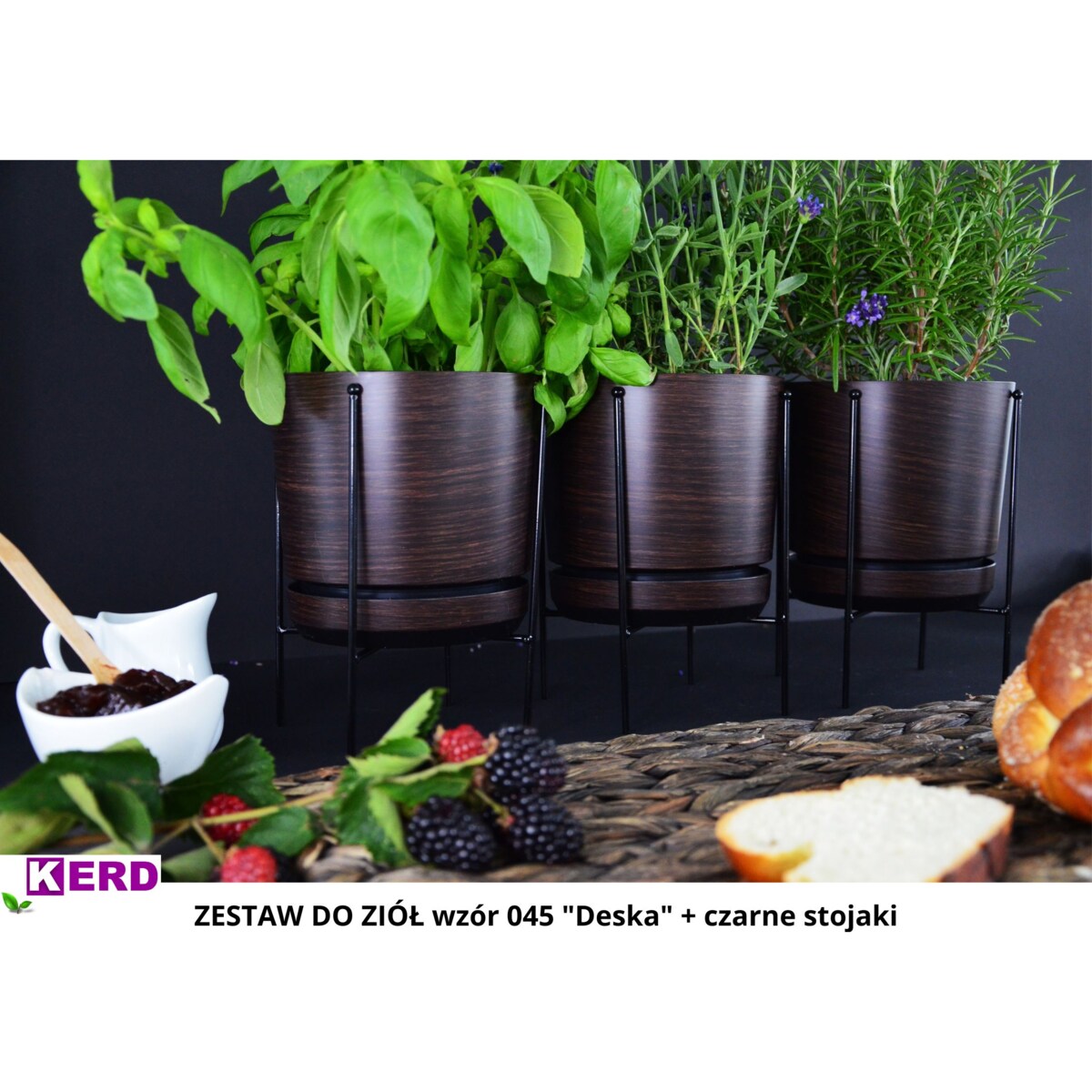 32 cm wzór DESKA * Doniczka z podstawką imitacja panelu wengedębowej deski styl naturalny drewnopodobna dużą donica