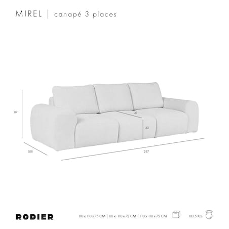 Mirel Sofa 3 osobowa kremowa