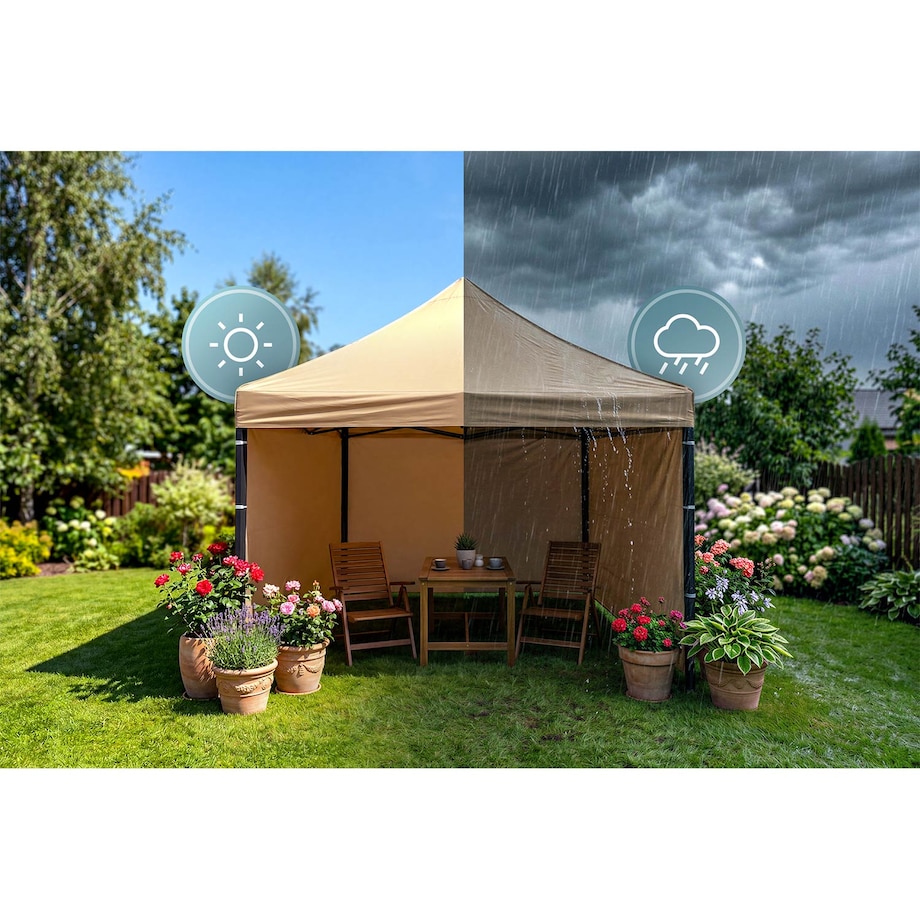Pawilon ogrodowy Plonos PL-300 altana namiot handlowy imprezowy 3x3x3m 3 ściany beżowy