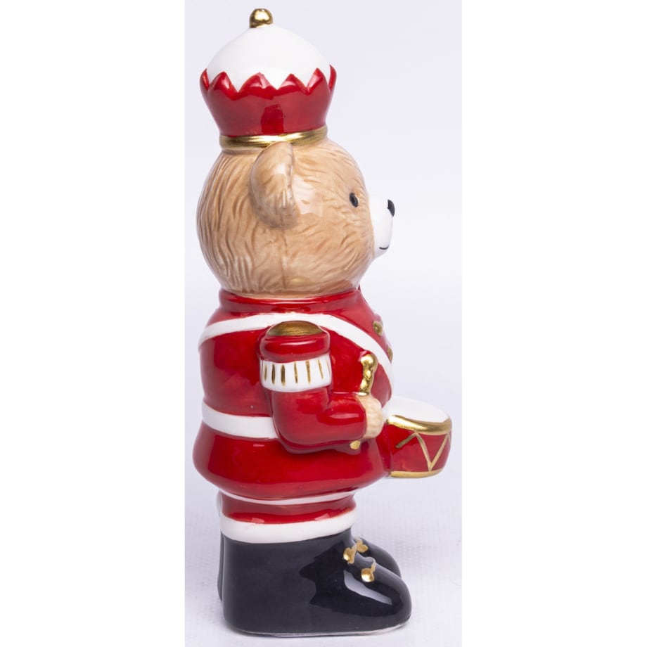 Figurka niedźwiadek 16x7x7 cm USO z biało-czerwonym ciasteczkiem na głowie