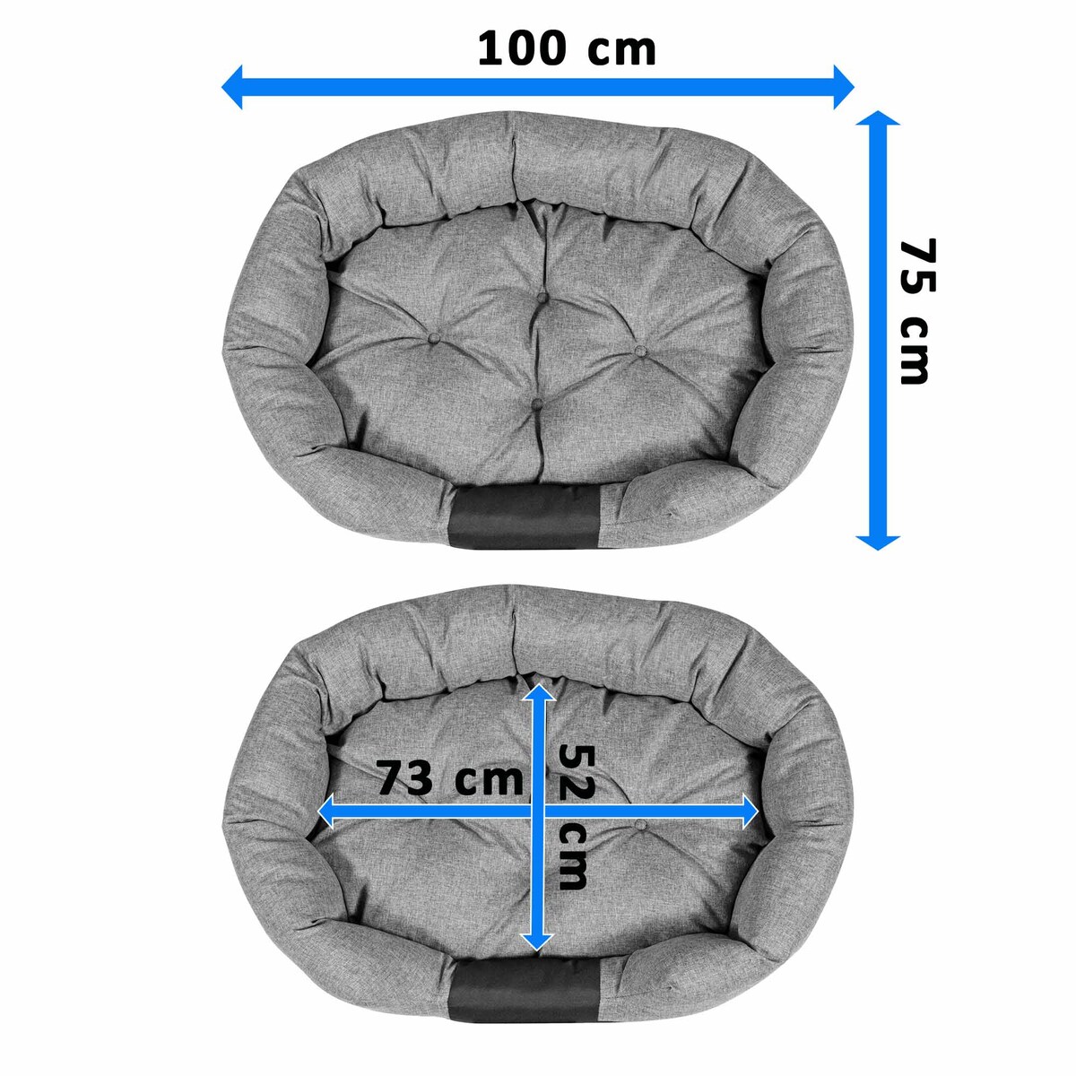Legowisko Dla Psa 100X75 Cm Z Miejscem Na Imię Wodoodporne Owalne Wygodne Brązowe
