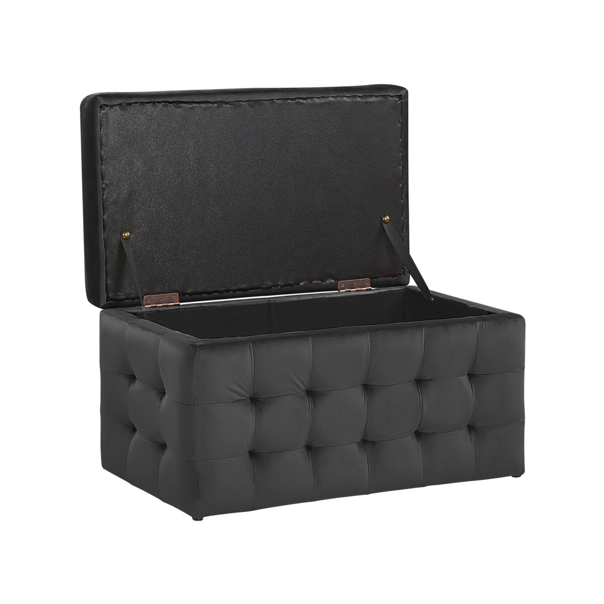 Puf ze schowkiem welurowy czarny MICHIGAN