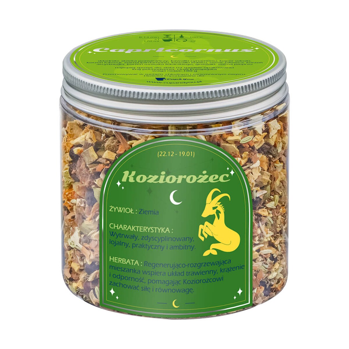 Herbata Zodiakalna KOZIOROŻEC - herbaciany susz napar ziołowa mieszanka na astrologiczny prezent upominek dla osoby ze znakiem zodiaku KOZIOROŻCA