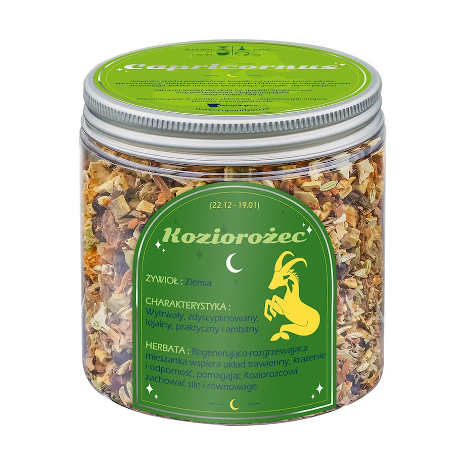 Herbata Zodiakalna KOZIOROŻEC - herbaciany susz napar ziołowa mieszanka na astrologiczny prezent upominek dla osoby ze znakiem zodiaku KOZIOROŻCA